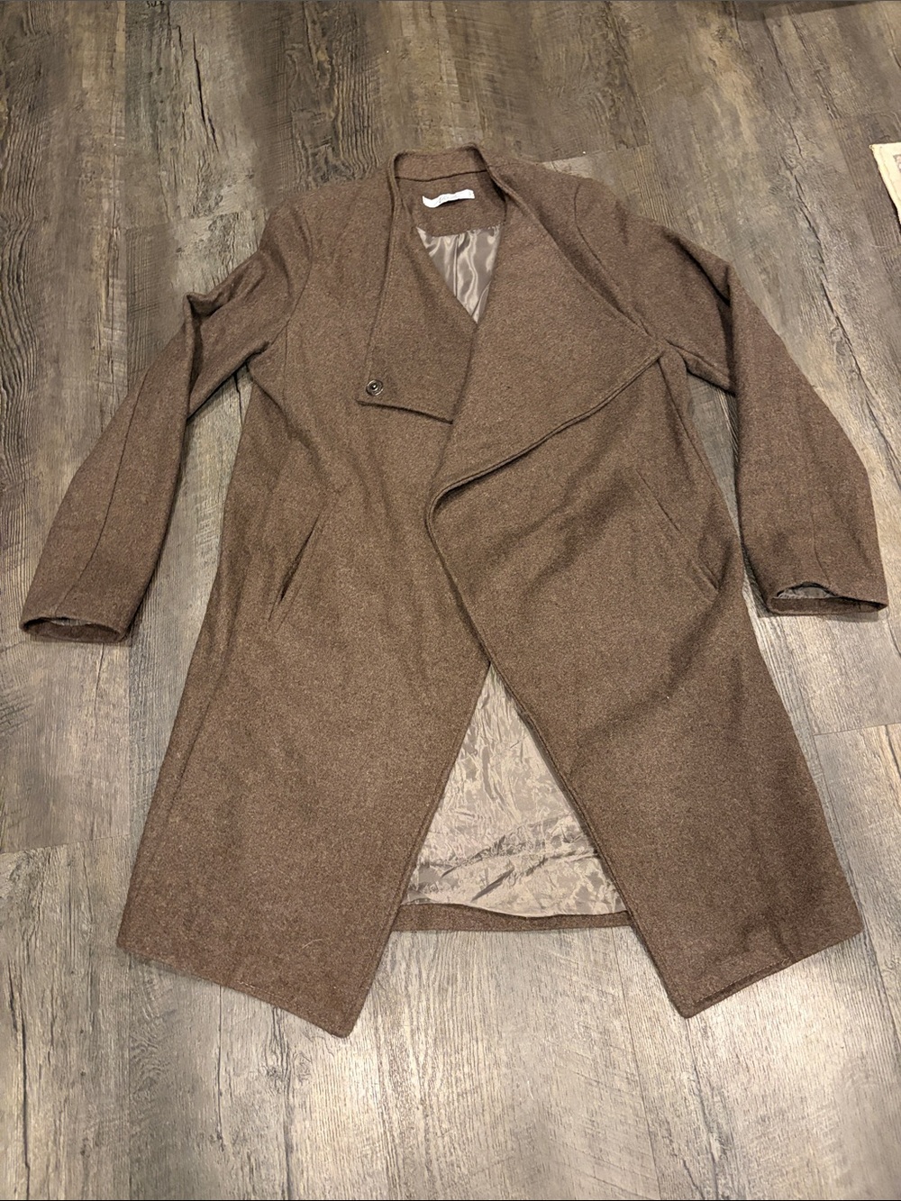 Women's vintage Brown Wool-Blend- Classic Draped Front